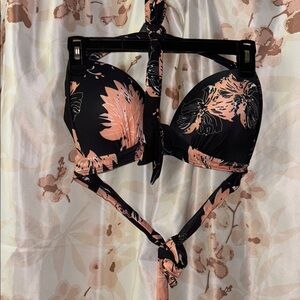 Black and Orange Bikini with Modern Silhouette